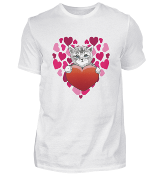 Cute kitten baby with heart for Cat Tomcat Cat Love