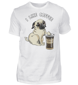 Mops oder kleiner Hund liebt Kaffee