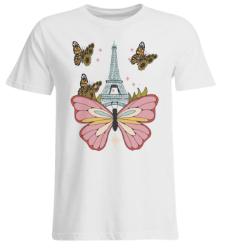 Butterfly Paris night sky Eiffel Tower Dear French