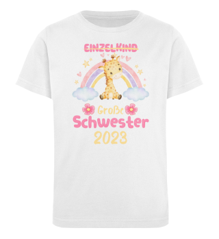 Kinder Große Schwester 2023 Giraffen Regenbogen Design für Mädchen Tochter Baby Geburt