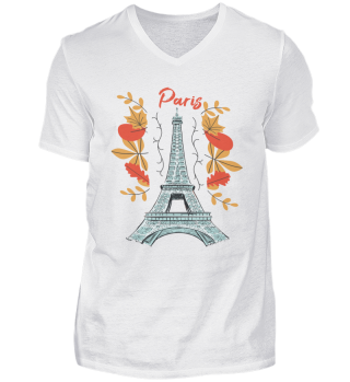 Paris with autumn leaves Eiffel Tower in autumn French love