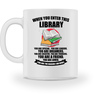 Humorous Enter This Library Bookworm Librarian Enthusiast Novelty Books Collection Bookcase Bookstore Lover