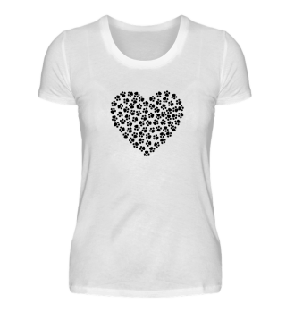 Dog Cat Love Heart Paws T-Shirt Gift Tee