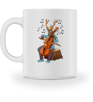 Funny musician deer with a cello.