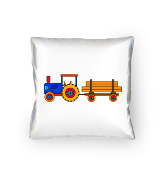 blue toy tractor with trailer boys gift
