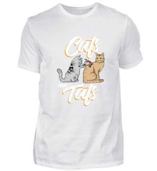 Funny Cat Gift Here Cute Cats and Tats T-Shirt