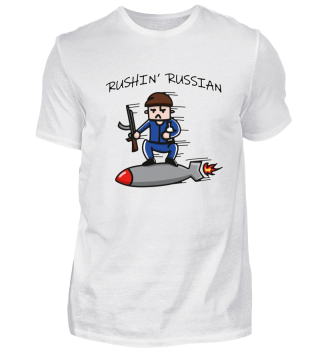 Comicfigur Russe auf Rakete Gewehr ws