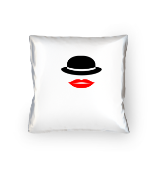 Hat and red lips. Gift idea woman.