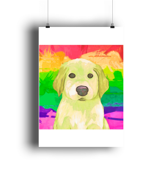 Puppy Art Motivational Dog Rainbow Nature