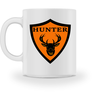 Hunter hunting deer antler coat of arms