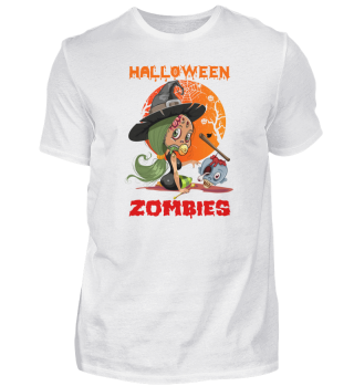 Happy Halloween witch zombie creepy