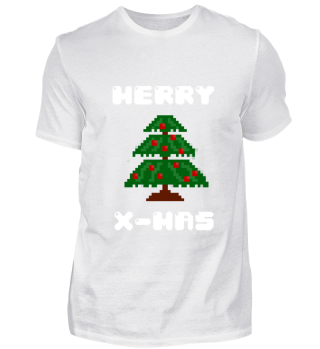 Tannenbaum Weihnachten Pixel T-Shirt