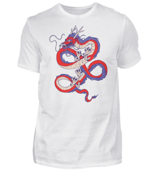 red blue chinese dragon 