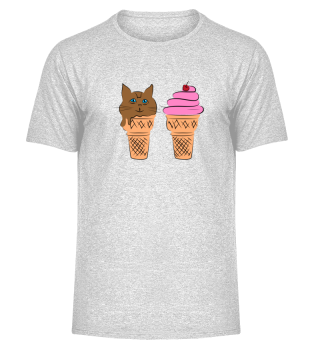 Cute Cat with Ice cream funny Cat Gift 