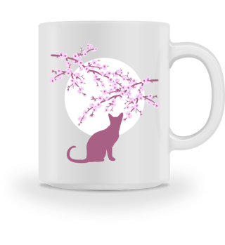 Cherry Blossoms SAKURA Full Moon Cat 2