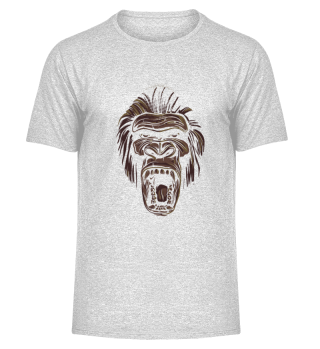 Line Art Monkey Face angry Ape Design 
