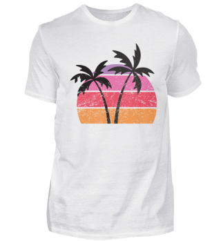 Palmen Shirt Vintage Sonnenuntergang 