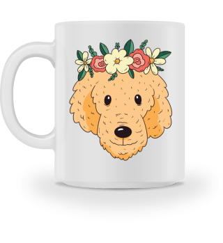 Dog Head with Floral Wreath