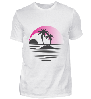 Insel mit Palmen schwarz rosa