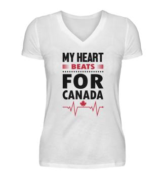 My Heart Beats For Canada Premium Shirt - V-Neck Damen