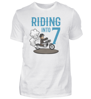 Motorcyclist Riding Into 7 Motorcycle Birthday