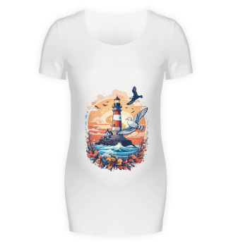 Fantasy colorfull lighthouse with seagull