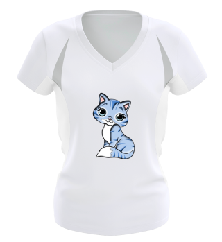 T-Shirt mit blauer Katze