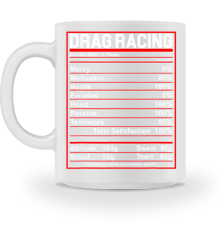 Drag Racing Nutrition Facts