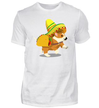 Süßer Corgi Hund liebt Tacos und Mexico
