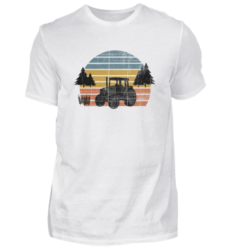 Tractor with trees and wheat, vintage