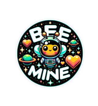 Bee Mine: Astronaut Bee Planets & Hearts - Playful Valentine's Day Illustration