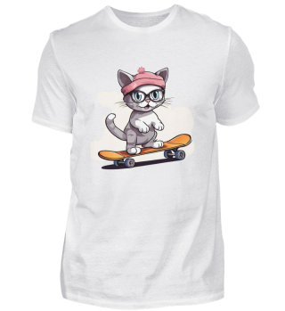 Cat, skateboarding, glases, nice, sk8, modern, fun
