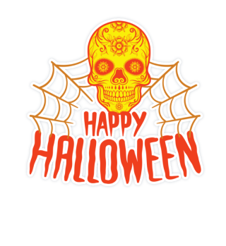 Happy Halloween Totenkopf Spinnennetz