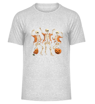 funny dancing halloween skelets with pumpkin