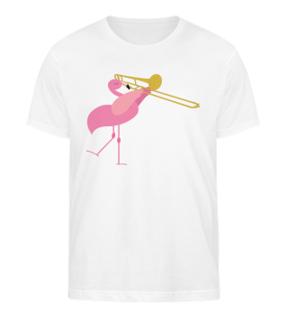 Süßer Flamingo Spielt Posaune Orchester