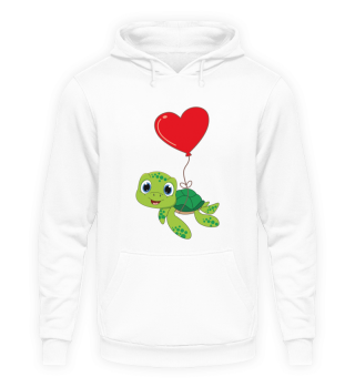 Turtle With Heart Balloon Valentines Day