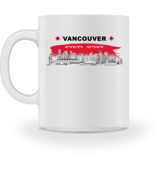 Vancouver Skyline + Koordinaten - Tasse