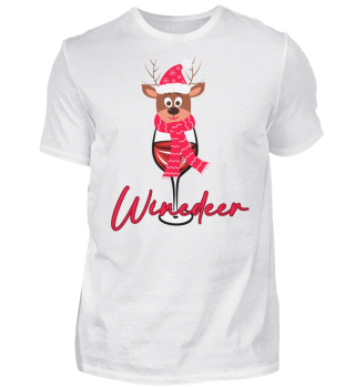 Winedeer - Ugly Christmas Herren T-Shirt Weihnachten Rentier Wein