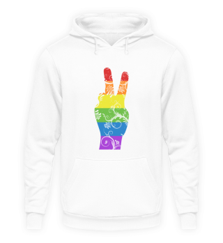 Rainbow Peace Sign Proud Ally LGBT Gay