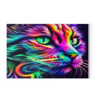 Katze Abstrakt Neon Print Bild
