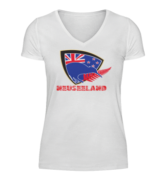 Neuseeland Flagge, Kiwi Vogel & Farn - Damen T-Shirt und Hoodie