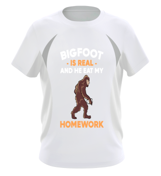School Student Bigfoot is Real And He Eat My Homework print