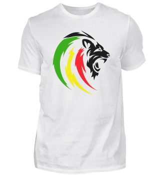 Rastafari Lion with Reggae Flag Colors, Green Red and Yellow design