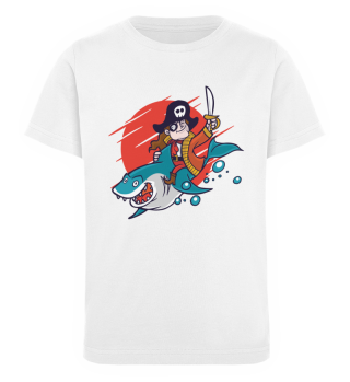 Kids Shirt - Pirate riding shark 