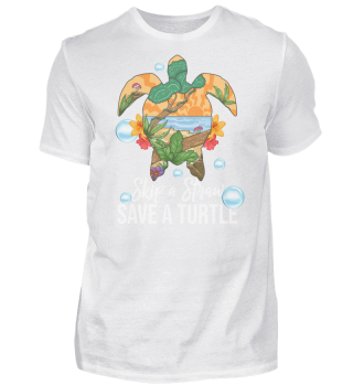 Skip a Straw Save a turtle Tee 