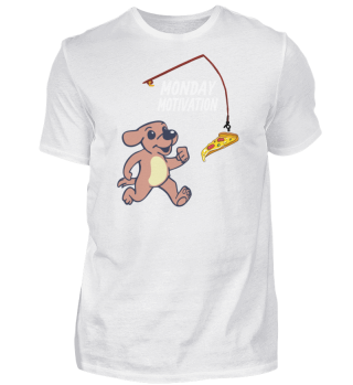 Hund liebt Pizza Montag Motivation 